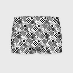 Трусы-боксеры мужские Современный черно белый геометрический узор, цвет: 3D-принт