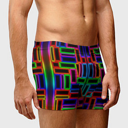 Трусы-боксеры мужские Цветные светящиеся прямоугольники, цвет: 3D-принт — фото 2