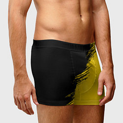 Трусы-боксеры мужские Черные штрихи на желтом фоне, цвет: 3D-принт — фото 2