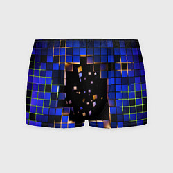 Трусы-боксеры мужские Окно в пространство - синие кубы, цвет: 3D-принт