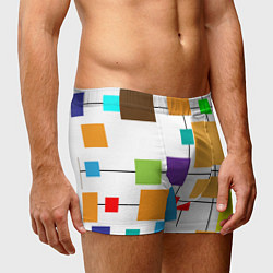 Трусы-боксеры мужские Разноцветные квадраты паттерны, цвет: 3D-принт — фото 2