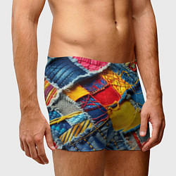 Трусы-боксеры мужские Colorful denim patchwork - ai art, цвет: 3D-принт — фото 2