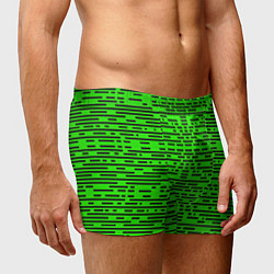 Трусы-боксеры мужские Чёрные полосы на зелёном фоне, цвет: 3D-принт — фото 2