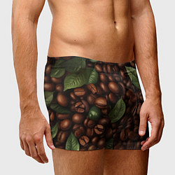 Трусы-боксеры мужские Кофейные зёрна с листьями, цвет: 3D-принт — фото 2