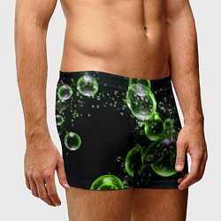 Трусы-боксеры мужские Зеленые пузыри на черном, цвет: 3D-принт — фото 2