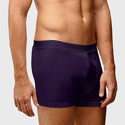Трусы-боксеры мужские Чёрно-фиолетовый ломаные полосы, цвет: 3D-принт — фото 2