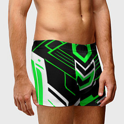Трусы-боксеры мужские Полосы и зелёно-белый шестиугольник, цвет: 3D-принт — фото 2