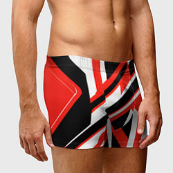 Трусы-боксеры мужские Чёрно-красные полосы на белом фоне, цвет: 3D-принт — фото 2