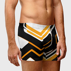 Трусы-боксеры мужские Чёрно-жёлтые полосы на белом фоне, цвет: 3D-принт — фото 2