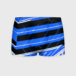 Трусы-боксеры мужские Чёрно-белые полосы на синем фоне, цвет: 3D-принт
