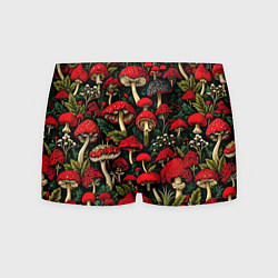 Мужские трусы Лесные красные грибы мухоморы - паттерн