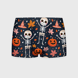 Трусы-боксеры мужские Скелеты с листьями, цвет: 3D-принт
