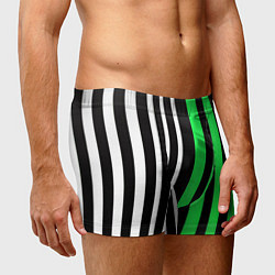 Трусы-боксеры мужские Вертикальные полосы триколор зелёный, цвет: 3D-принт — фото 2