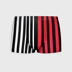 Трусы-боксеры мужские Вертикальные полосы триколор красный, цвет: 3D-принт