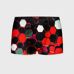 Мужские трусы Красно-белые шестиугольники на чёрном фоне