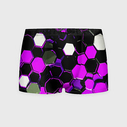 Мужские трусы Розово-белые шестиугольники на чёрном фоне