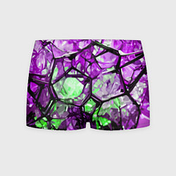 Мужские трусы Чёрно-зелёная абстракция на фиолетовом фоне