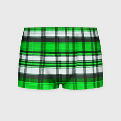 Трусы-боксеры мужские Зелёно-белая ткань в клетку, цвет: 3D-принт