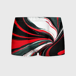 Мужские трусы Волнистые чёрно-красные линии на белом фоне
