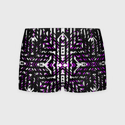 Мужские трусы Чёрно-фиолетовые диагональные полосы на белом фоне