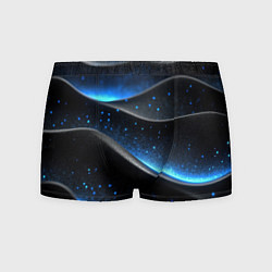 Трусы-боксеры мужские Черная волнистая текстура с синей пыльцой, цвет: 3D-принт
