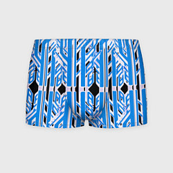 Мужские трусы Бело-синие техно полосы на чёрном фоне