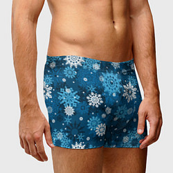Трусы-боксеры мужские Снежинки белые и голубые, цвет: 3D-принт — фото 2