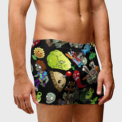 Трусы-боксеры мужские Растения против зомби персонажи на черном, цвет: 3D-принт — фото 2