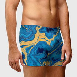 Трусы-боксеры мужские Синий мрамор с золотом, цвет: 3D-принт — фото 2