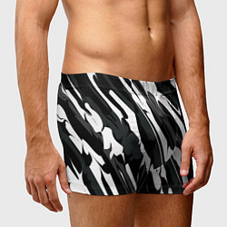 Трусы-боксеры мужские Разводы белым на черном, цвет: 3D-принт — фото 2