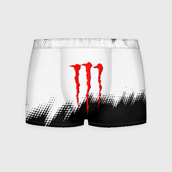 Трусы-боксеры мужские Monster energy чёрно белые краски, цвет: 3D-принт