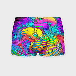 Трусы-боксеры мужские Черепа неоновые краски, цвет: 3D-принт