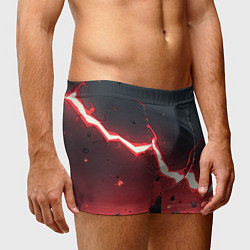 Трусы-боксеры мужские Красная молния на черной текстуре, цвет: 3D-принт — фото 2