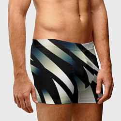 Трусы-боксеры мужские Чёрно-белый с синим затемнением полосы, цвет: 3D-принт — фото 2