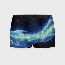 Трусы-боксеры мужские Синяя волна с зеленым оттенком на черном, цвет: 3D-принт