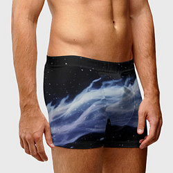Трусы-боксеры мужские Синяя волна в космосе - текстура, цвет: 3D-принт — фото 2