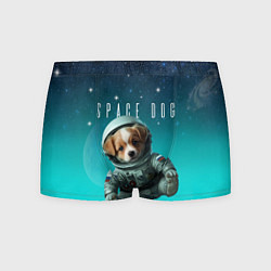 Трусы-боксеры мужские Собака в бирюзовом космосе, цвет: 3D-принт