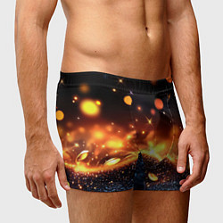 Трусы-боксеры мужские Оранжевое боке на черном, цвет: 3D-принт — фото 2