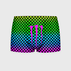 Трусы-боксеры мужские Monster energy неоновая клетка, цвет: 3D-принт