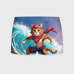 Трусы-боксеры мужские Кот на волне, цвет: 3D-принт