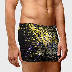 Трусы-боксеры мужские Желто синяя краска на черном, цвет: 3D-принт — фото 2