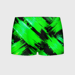 Мужские трусы Зеленые мазки краски на черном