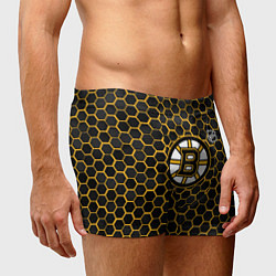 Трусы-боксеры мужские Бостон Брюинз - черные соты, цвет: 3D-принт — фото 2