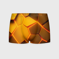 Трусы-боксеры мужские Желтые неоновые соты - текстура, цвет: 3D-принт