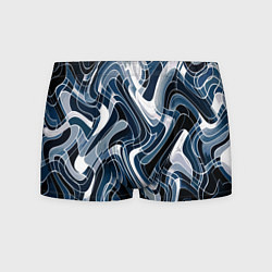 Трусы-боксеры мужские Тёмно-синий искажённая абстракция, цвет: 3D-принт