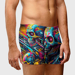 Трусы-боксеры мужские Cyber skull - pattern, цвет: 3D-принт — фото 2