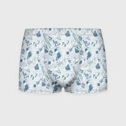 Мужские трусы Мемфис синий с серым клетчатый геометрический узор