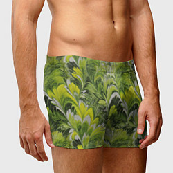 Трусы-боксеры мужские Мраморный абстрактный паттерн - зеленые и желтые о, цвет: 3D-принт — фото 2