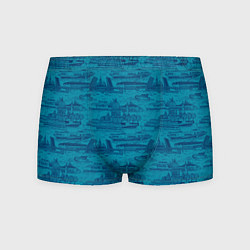 Мужские трусы Корюшка пошла по Неве на синем фоне