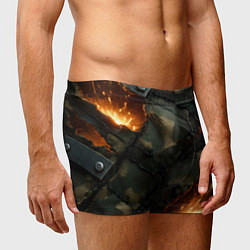 Трусы-боксеры мужские Разорванный камуфляж с огнем, цвет: 3D-принт — фото 2